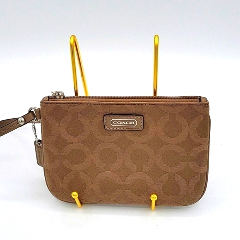 COACH Wristlet Op C Print Taupe Color Slip Pocket Care Instructions Included